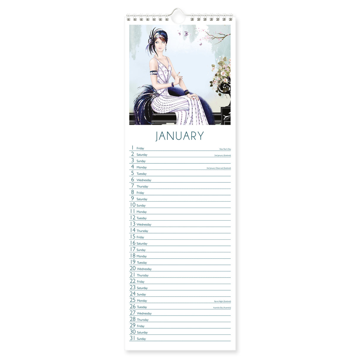 Claire Coxon Art Deco Slim Wall Calendar 2027