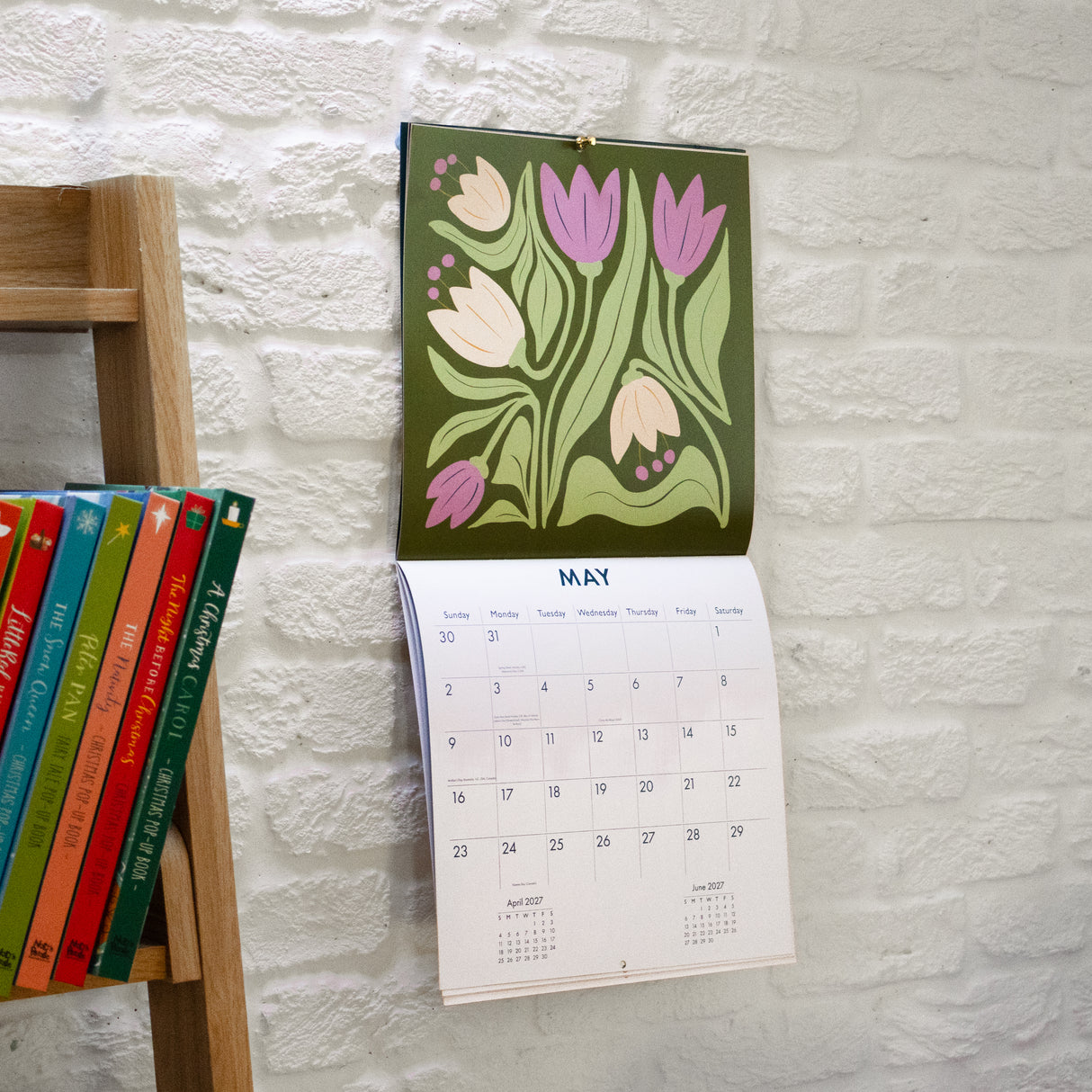 Retro Floral Square Wall Calendar 2027