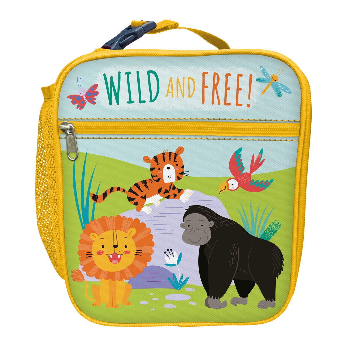 Children’s Jungle Animal Lunch Bag – Insulated Lunchbox with Side Pocket