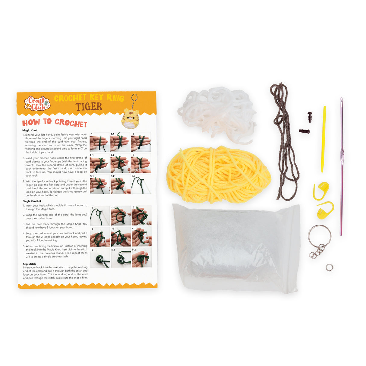 Make Your Own Crochet Key Ring Kit - Tiger