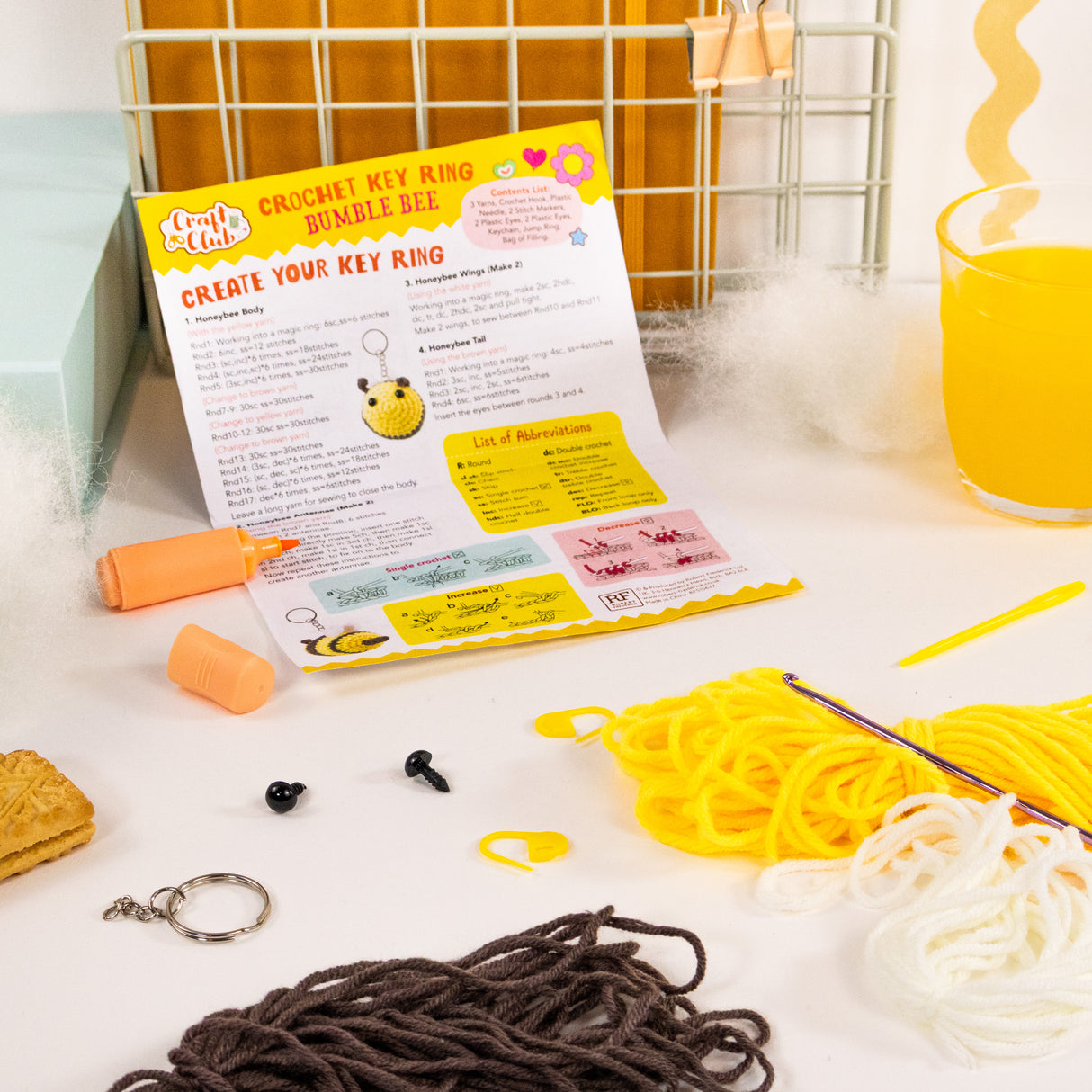 Make Your Own Crochet Key Ring Kit - Bumblebee