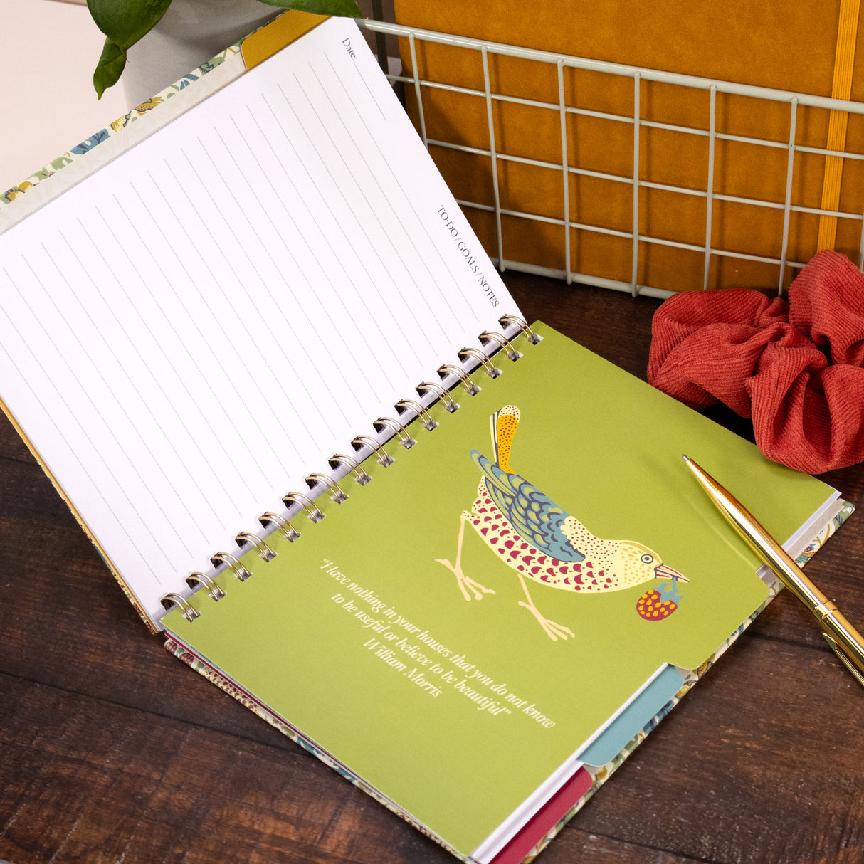 William Morris A5 Wired Notebook with Dividers