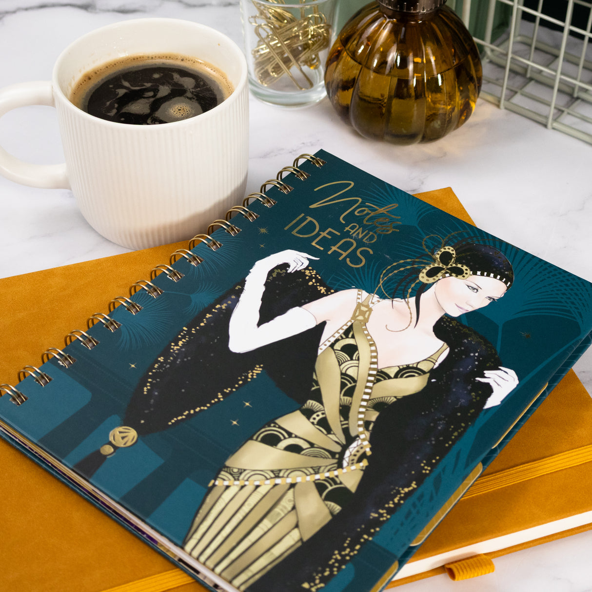 Claire Coxon Art Deco A5 Wired Notebook with Dividers
