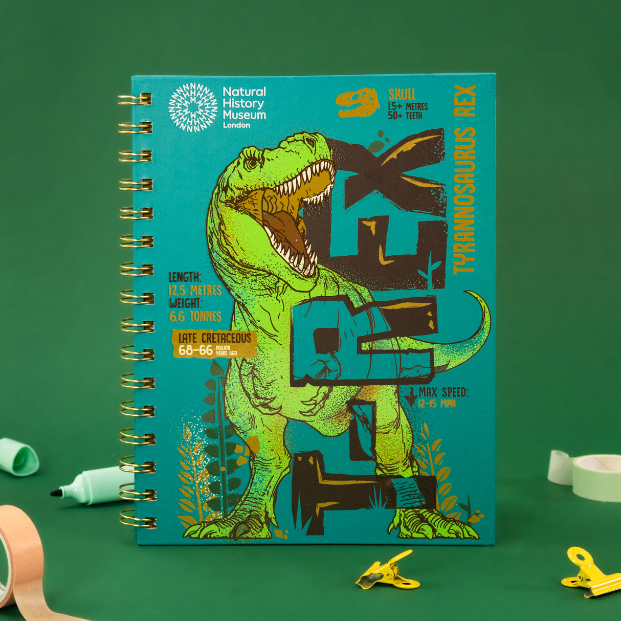 Natural History Museum Dinosaur A5 Wired Notebook with Dividers - T- Rex