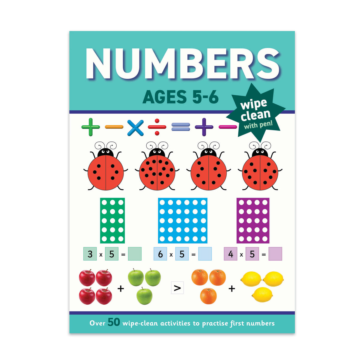 Children's Numbers Wipe Clean Book & Pen Set – Ages 5 to 6 Years