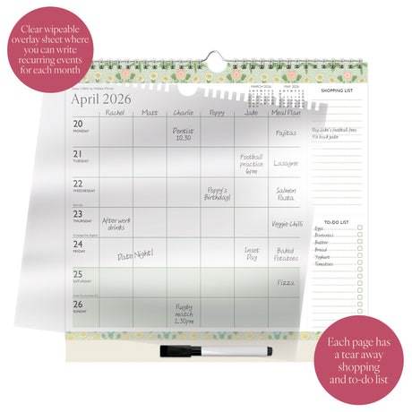 William Morris 2026 Family Calendar – 5 Column Planner