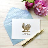 12 Notecards and Envelopes in Gift Box - “Just A Little Note” Chicken Design