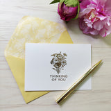12 Notecards and Envelopes in Gift Box - “Thinking Of You” Flower Bouquet Design