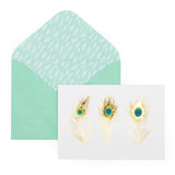 12 Notecards and Envelopes in Gift Box - Peacock Feathers Design