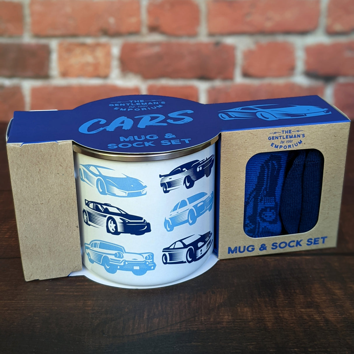 Gentleman’s Emporium Enamel Cars Mug & Sock Set