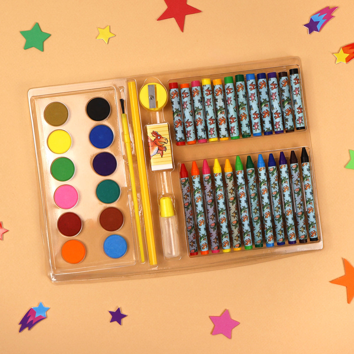 Zog Children's 42 Piece Art Set - For Ages 3 to 8 Years - Includes Paints and Crayons