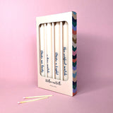 Willow and Belle Quote Design Table Candles In Gift Box Set Of Four