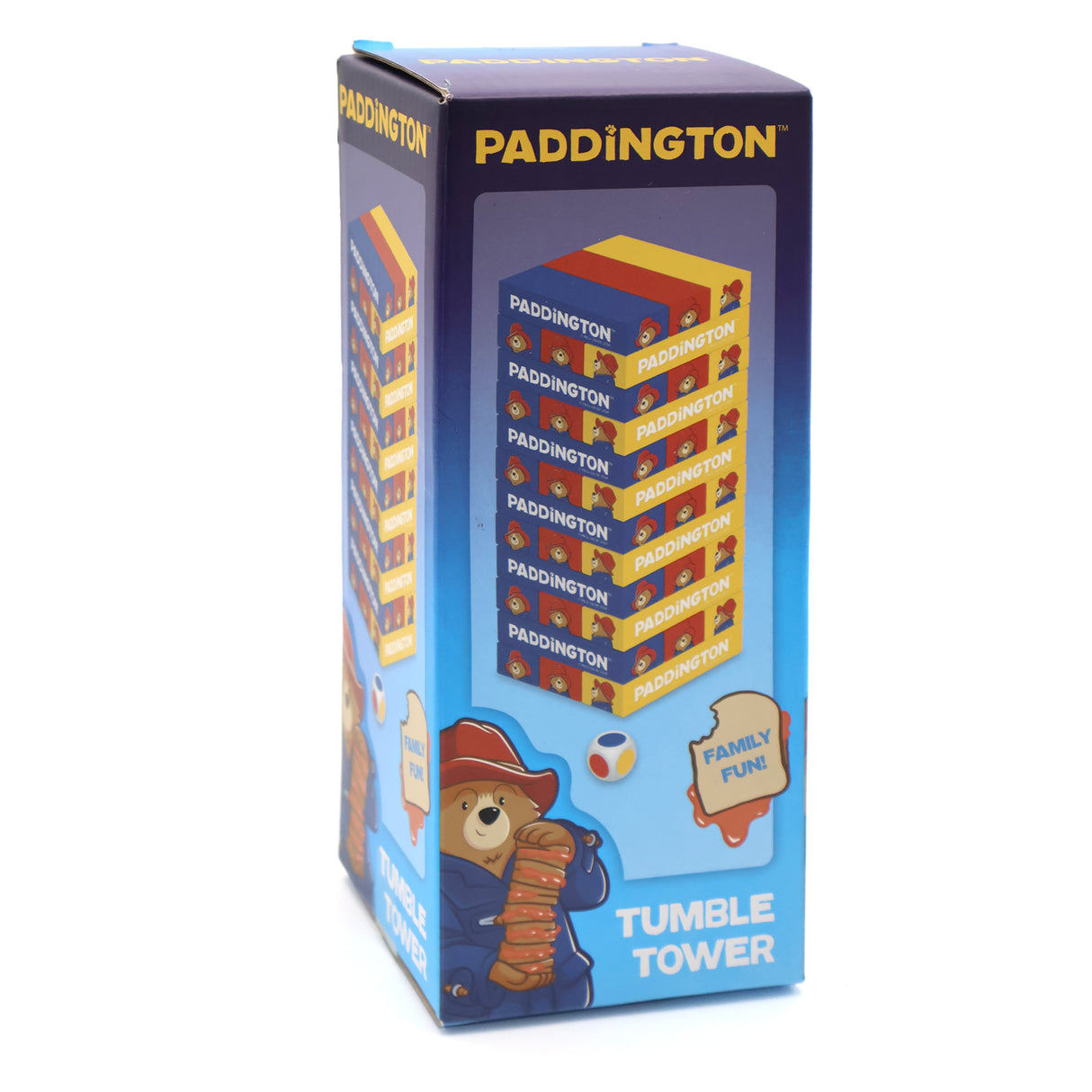 Paddington Tumble Tower Game – Wooden Block Stacking Game with Dice – Fun Family Activity Set