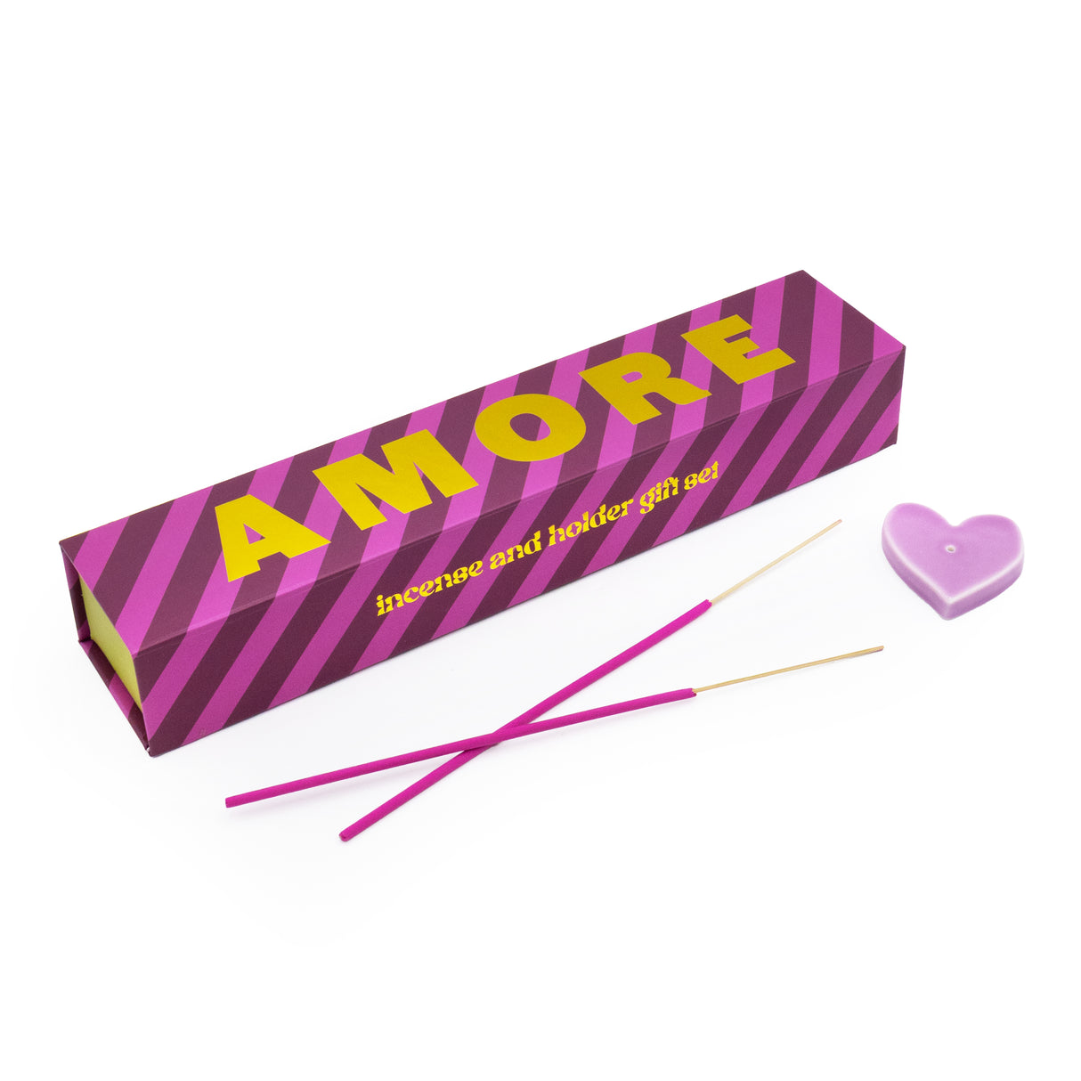 Amore Incense and Ceramic Holder - Fig & Citrus Scent with Pink Heart Ceramic Holder