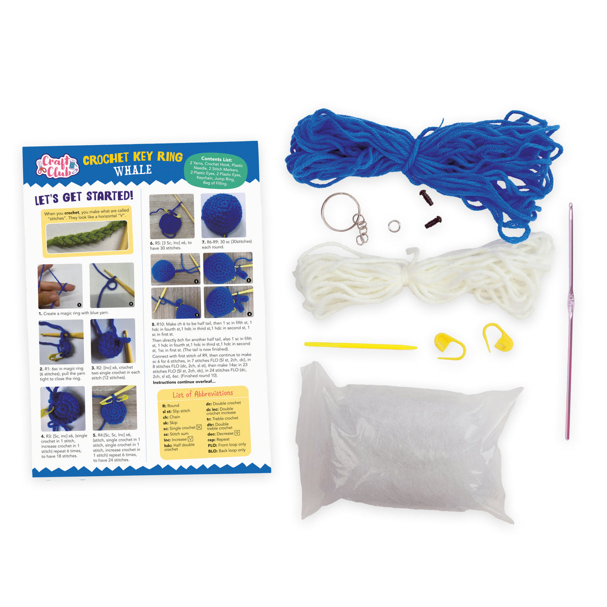 Make Your Own Crochet Key Ring Kit - Whale
