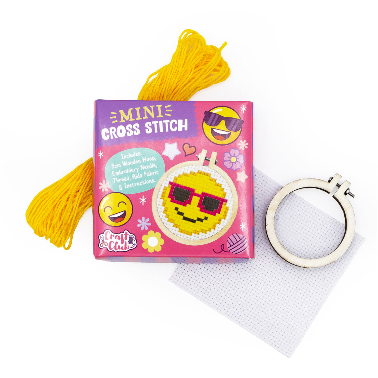 Make Your Own Mini Cross Stitch Kit - Smiley Shades