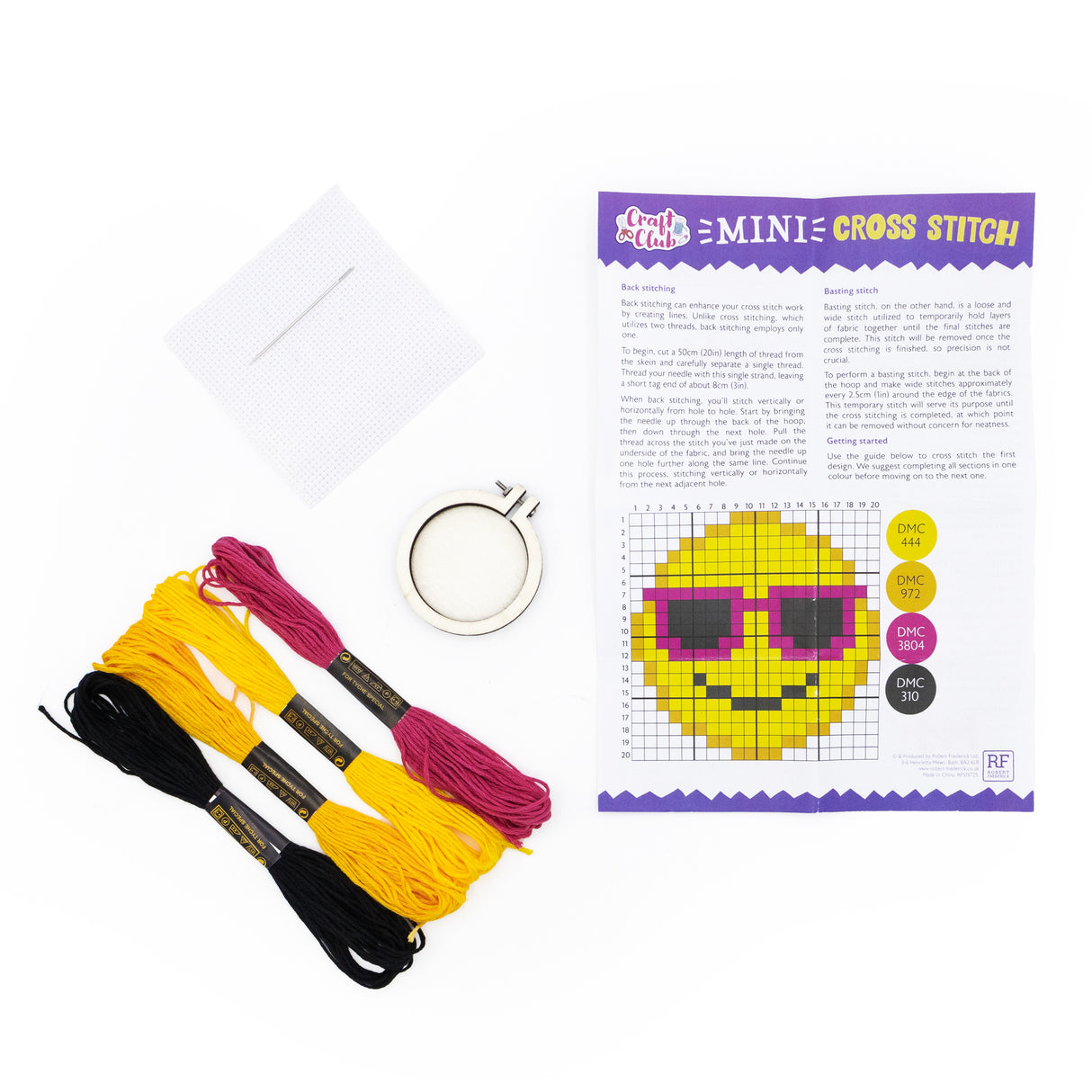 Make Your Own Mini Cross Stitch Kit - Smiley Shades
