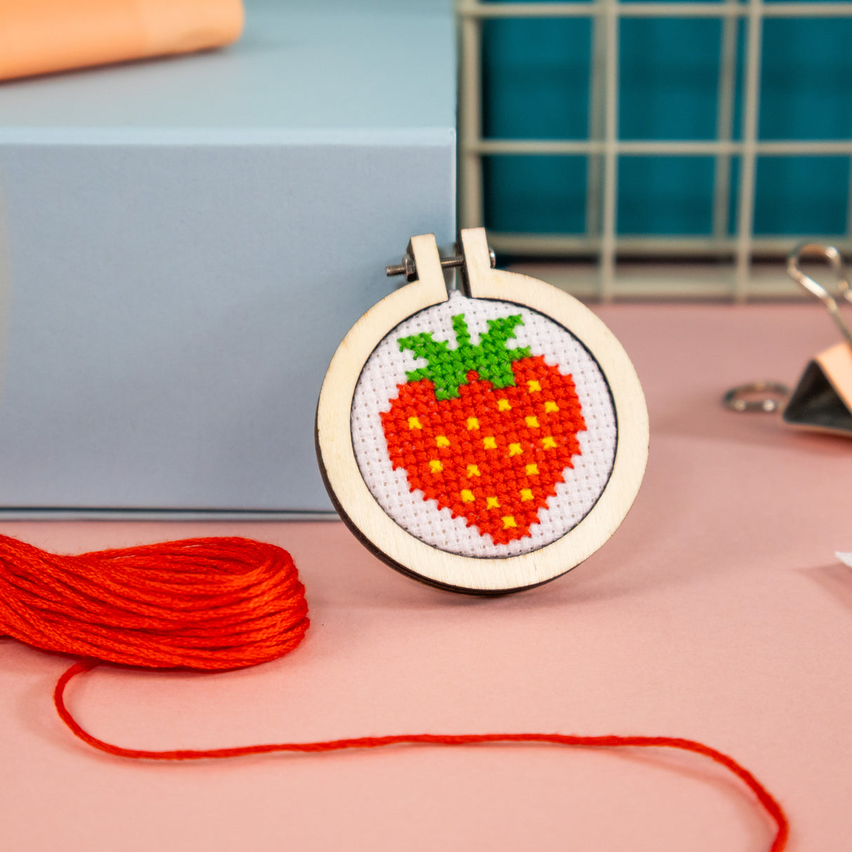 Make Your Own Mini Cross Stitch Kit - Strawberry