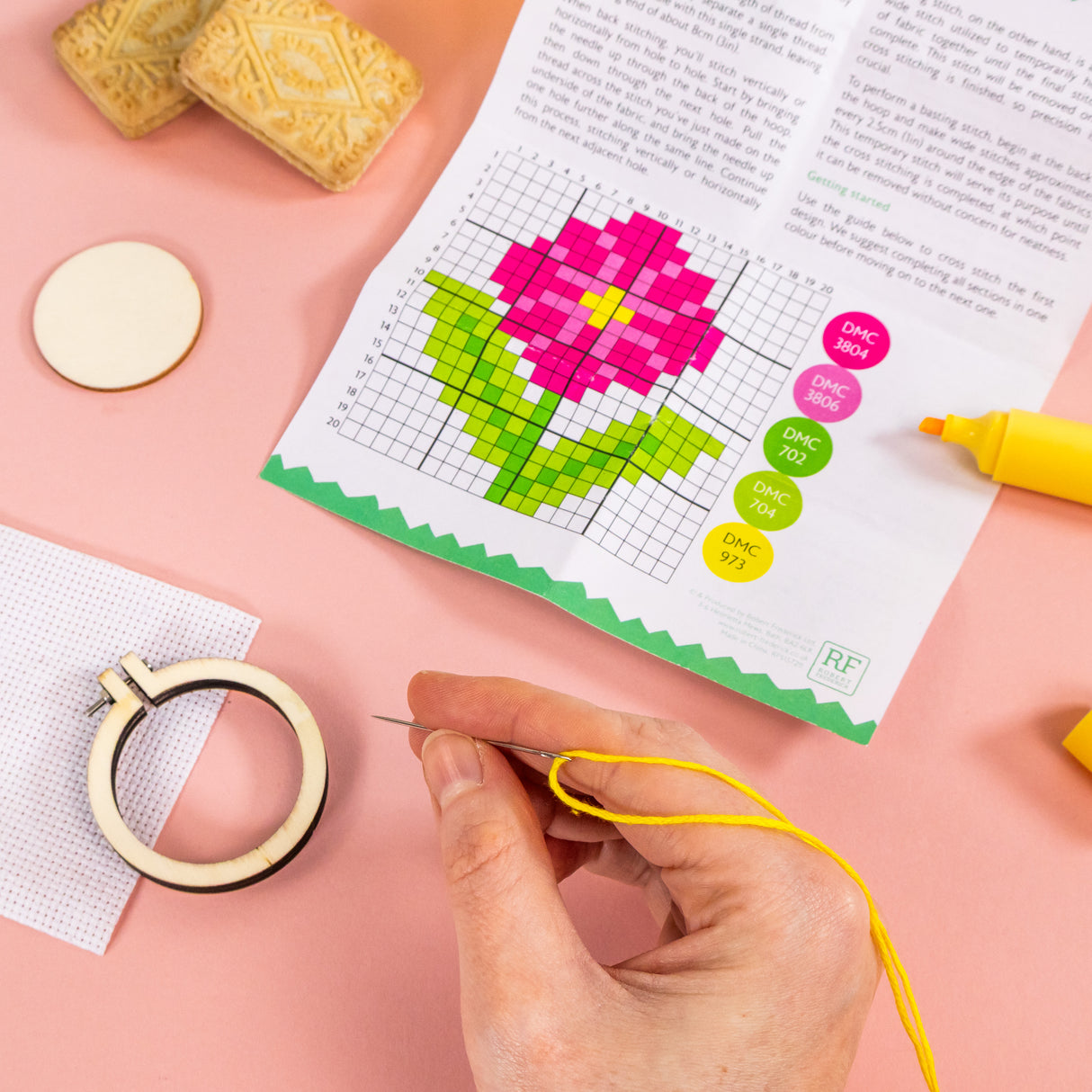 Make Your Own Mini Cross Stitch Kit - Flower