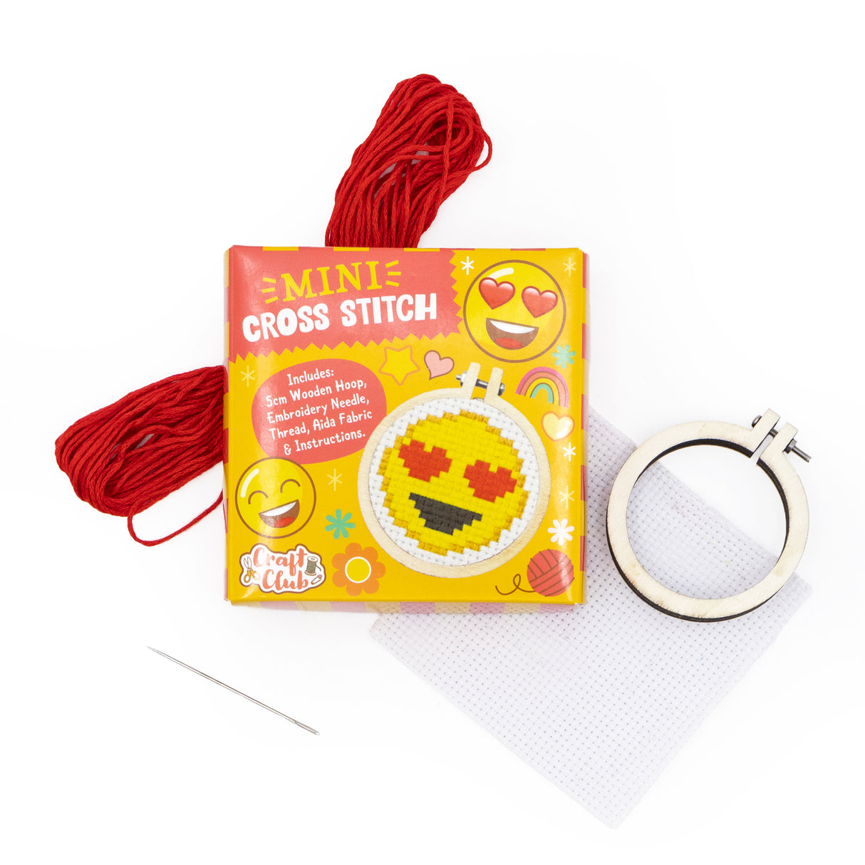 Make Your Own Mini Cross Stitch Kit - Smiley Hearts