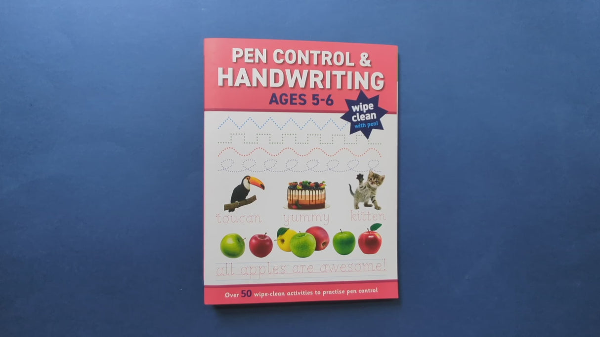 Children's Pen Control & Handwriting Wipe Clean Book & Pen Set – Ages 5 to 6 Years