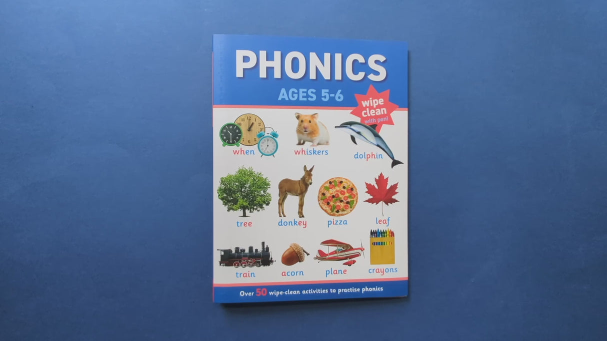 Children's Phonics Wipe Clean Book & Pen Set – Ages 5 to 6 Years
